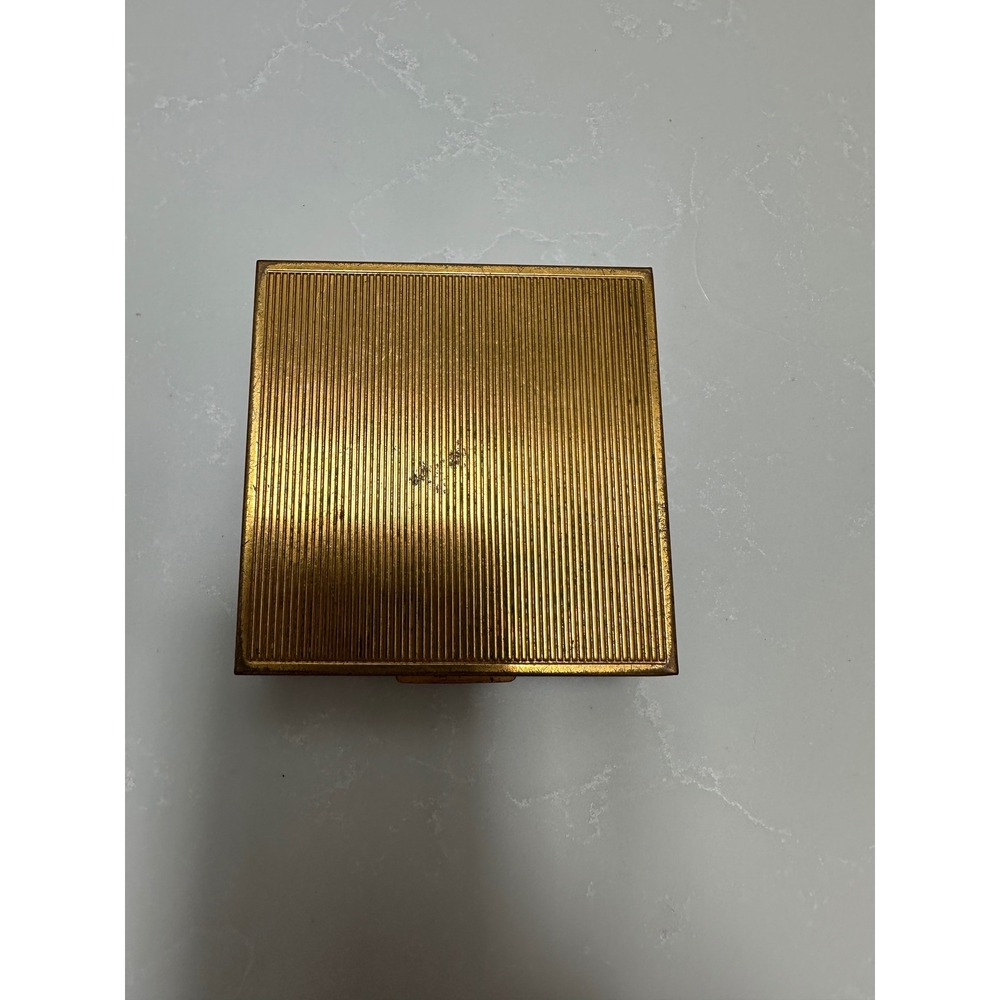 Vintage 1940s Evans Compact Steamer Trunk Clock Double Vanity Mirror Powder Box - Picture 5 of 7